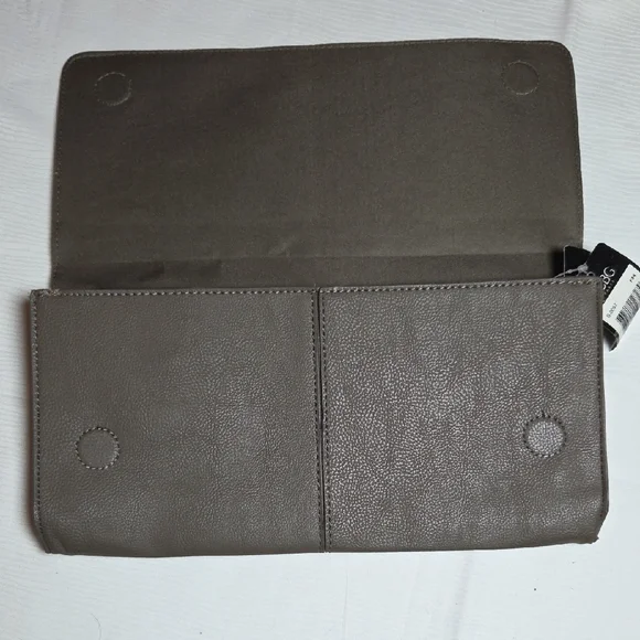 BCBG Paris Taupe Leather Clutch - Picture 5 of 6